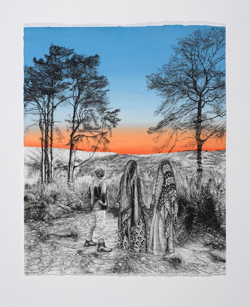 Three, by Paul McKinley, a work inspired by the Bram Stoker story Gibbet Hill, accompanies the newly published story and is on show as part of his exhibition Péisteanna