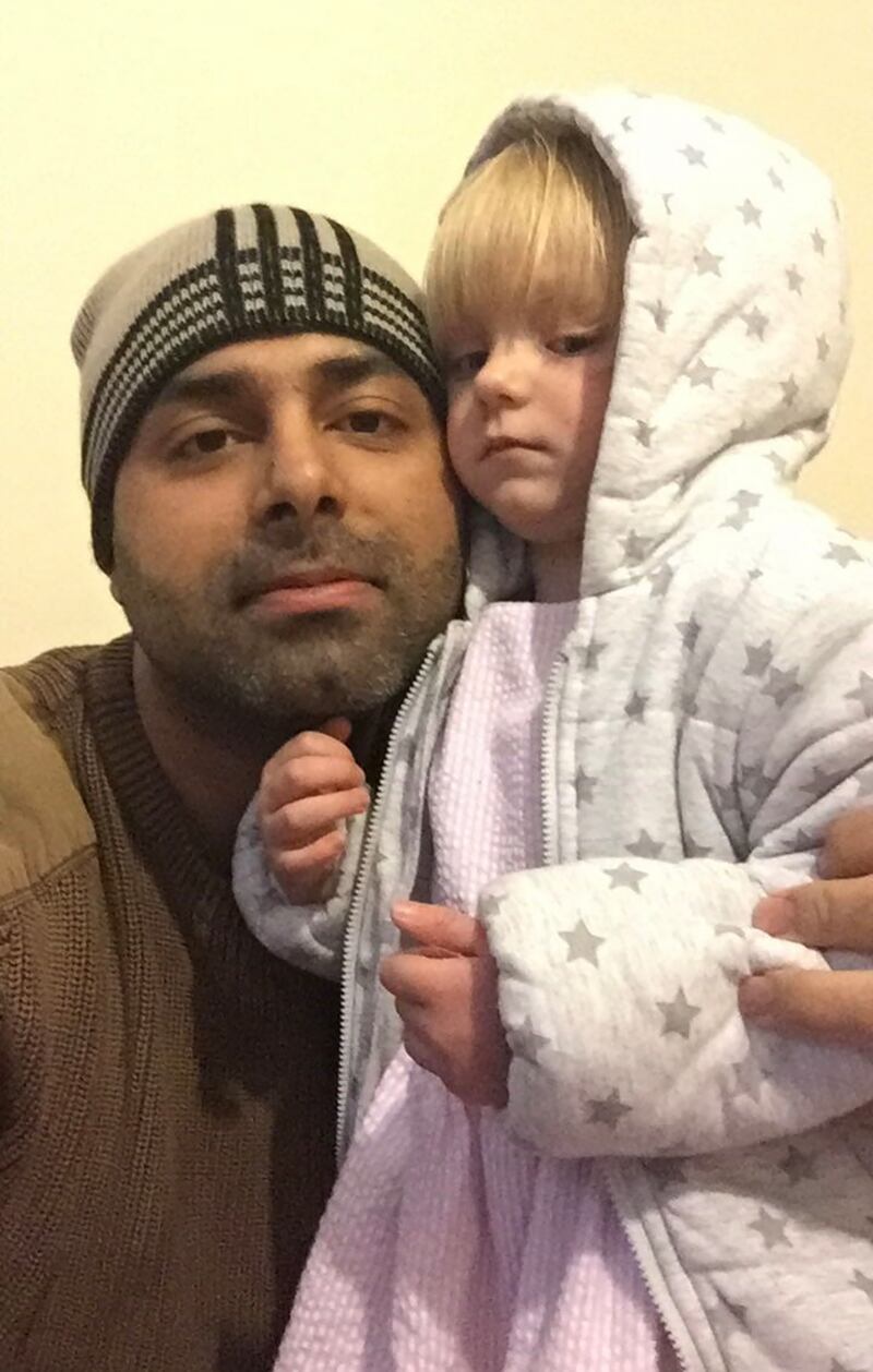 Undated handout photo issued by Police Service of Northern Ireland (PSNI) of five-year-old Nadia Zofia Kalinowska with her stepfather Abdul Wahab. Photograph: PSNI/PA Wire