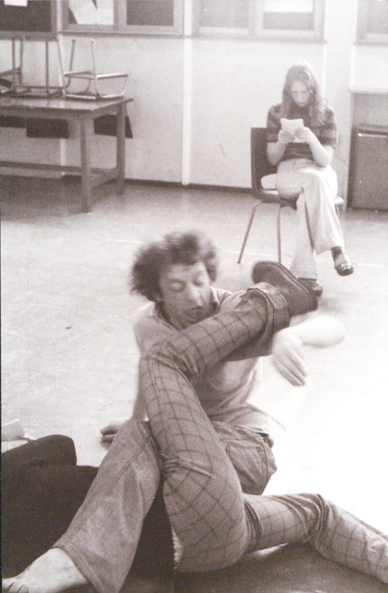 Mick Lally and Marie Mullen during rehearsals for the first Druid production 1975