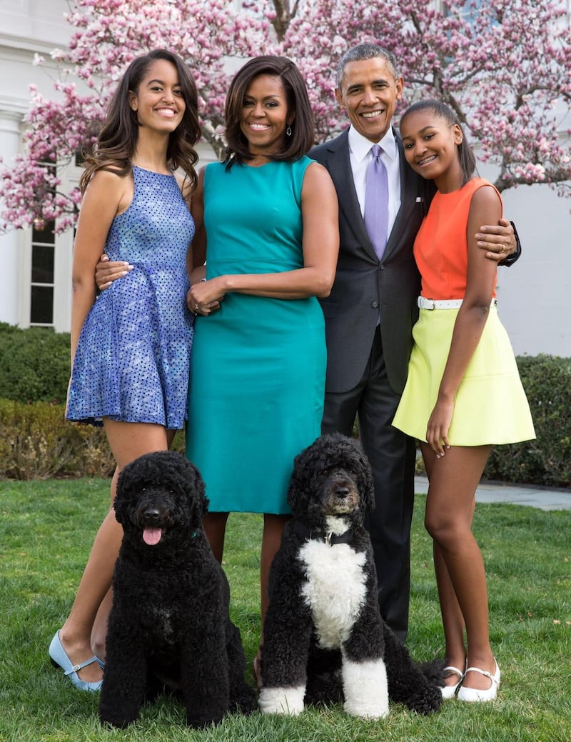 Barack Obama with his wife, Michelle, and their daughters, Malia and Sasha, in 2015. Photograph: Pete Souza/White House