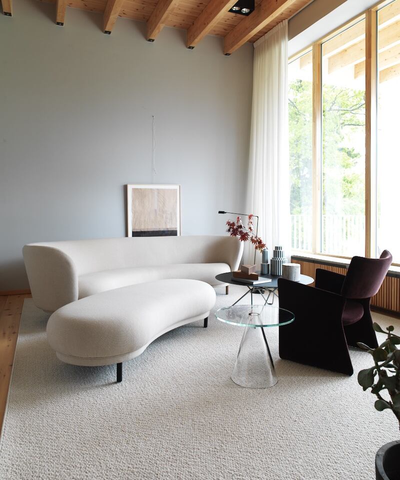 Create the same luxurious feel in your sitting room with this crescent-shaped, ultra-upholstered Dandy sofa by Massproductions, from €6,273 to order at Nordic Elements