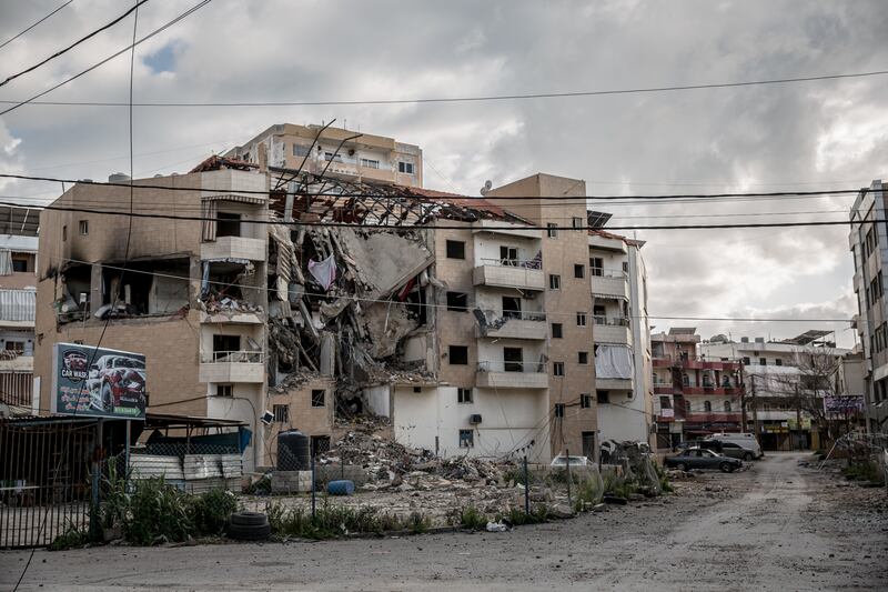 A targeted building around 130m from Jabal Amel Hospital. Photograph: Sally hayden
