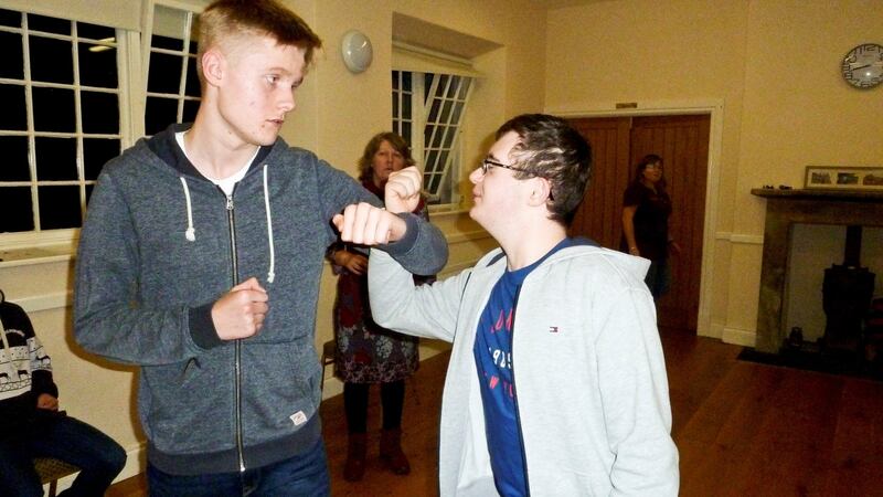 Shaun Wilson and Mathew McGauran. Photograph: Tony Fahy