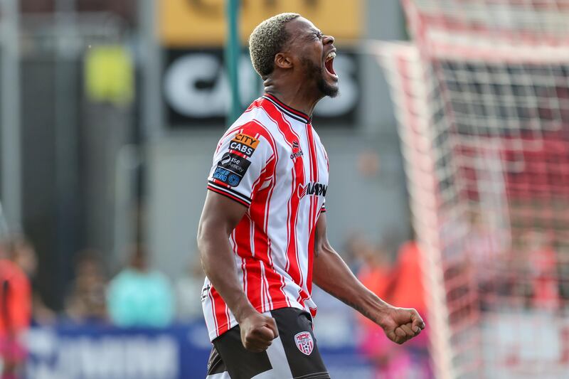 SSE Airtricity League Premier Division, The Ryan McBride Brandywell Stadium, Derry 25/7/2025
Derry City vs Bohemians
Derry’s Afolabi Akinyemi reacts after a missed chance
Mandatory Credit ©INPHO/Lorcan Doherty