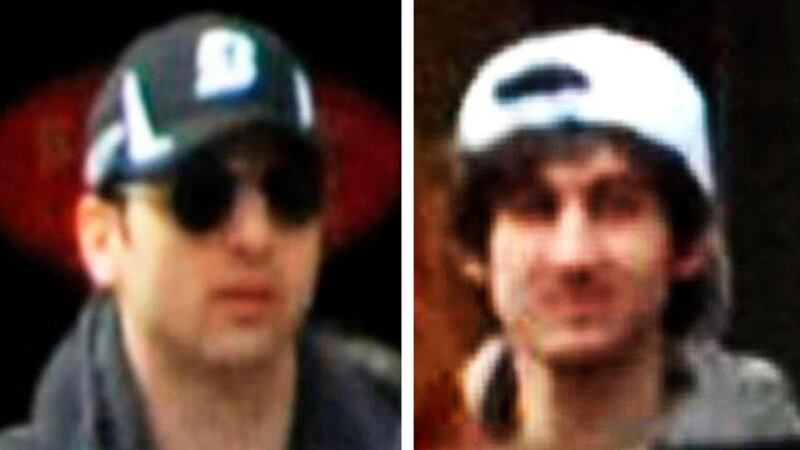 A combination of handout pictures released through the FBI website show the suspects wanted for questioning in relation to the Boston Marathon bombing. Photograph: FBI/Reuters