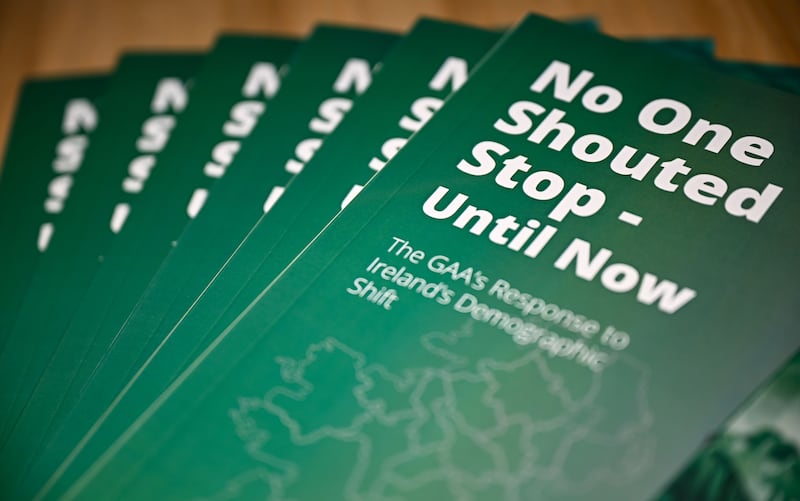 A detailed view of the report during the launch of the GAA National Demographics Report at Croke Park in Dublin. Photograph: Seb Daly/Sportsfile