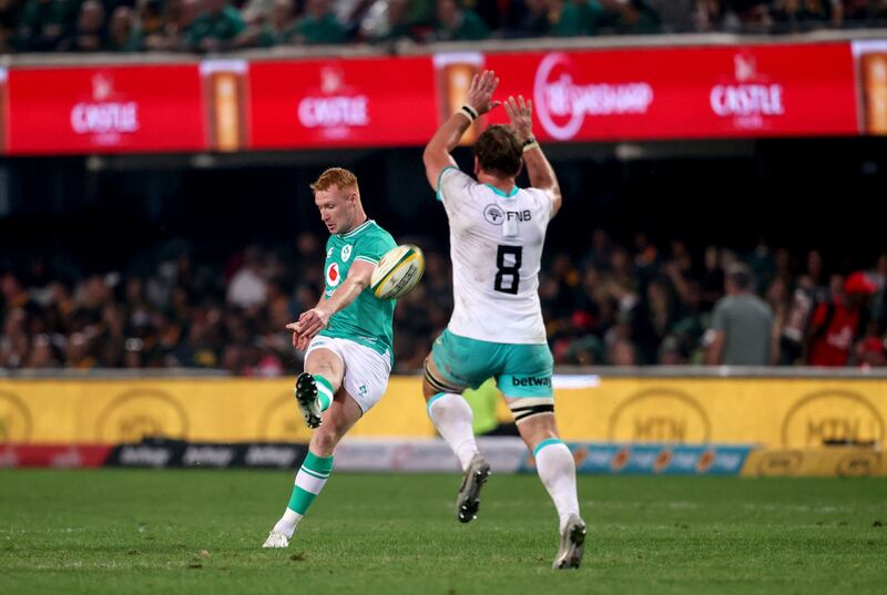 Ireland's Ciarán Frawley in action against South Africa in Durban during last year's Test series. Photograph: Dan Sheridan/Inpho