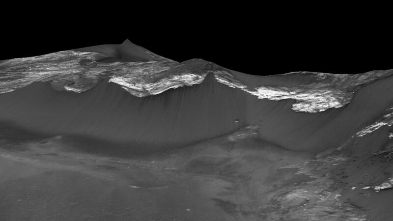 Satellite images have identified narrow streaks, typically less than five metres wide, that appear on slopes during warm seasons, lengthen, and then fade when conditions become cooler. Photograph: PA
