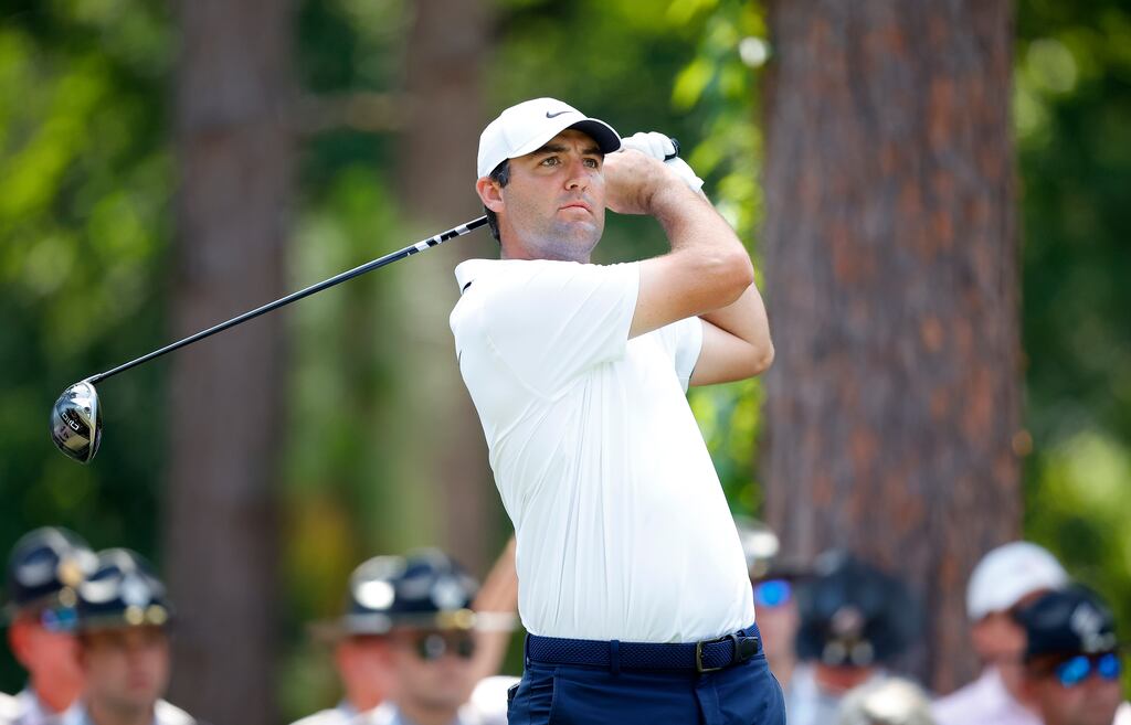 Scottie Scheffler: the world number one is a five-time winner already this season, including the Masters and the Players. Photograph:  Alex Slitz/Getty Images)