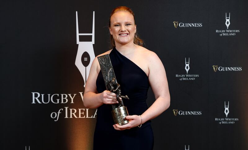 Aoife Wafer with her Guinness Rugby Writers of Ireland Women’s XV’s Player of The Year award. Photograph: Ben Brady/Inpho