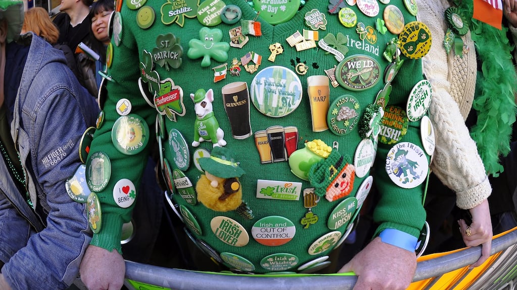 Badges of pride: at the New York St Patrick’s Day Parade. Photograph: Timothy A Clary/AFP/Getty Images