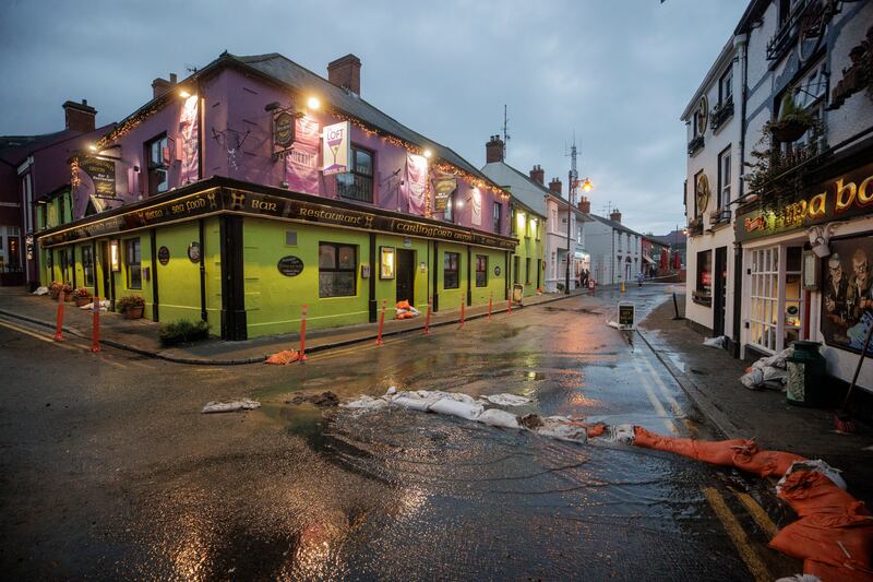 Flooding in Carlingford, Co Louth. Flooding was reported in parts of Northern Ireland and the Republic of Ireland, with police cautioning people against travelling due to an amber rain warning. Photograph: Liam McBurney/PA Wire