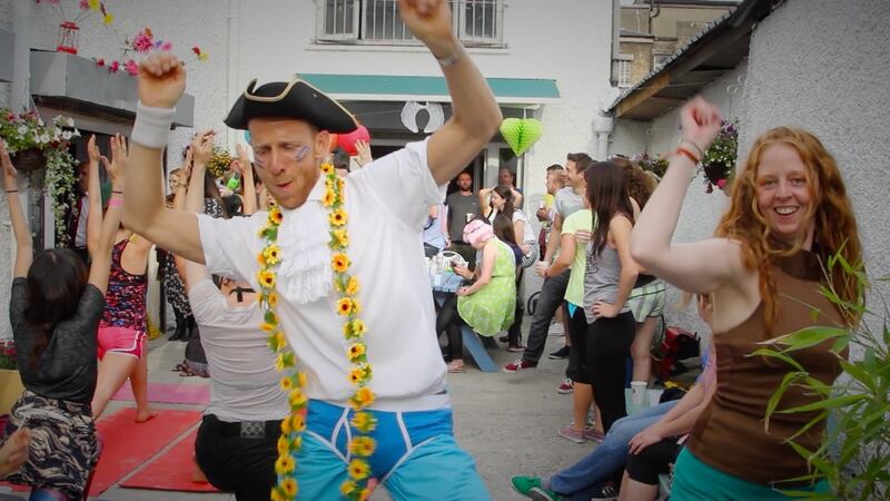 Chris Flack getting his morning groove on at Morning Gloryville