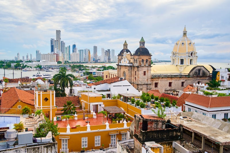 Cartagena de Indias cityscape with Bocagrande in the background, Colombia