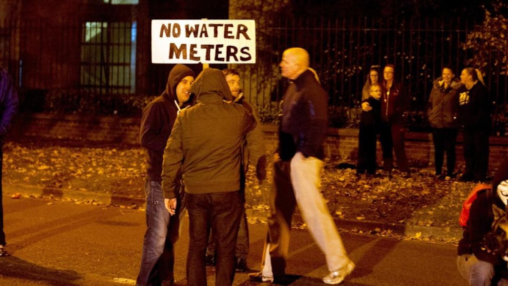 The scene at Coolock last Wednesday, where people held a protest against Irish Water’s installation of water meters. Photograph: Collins Photos