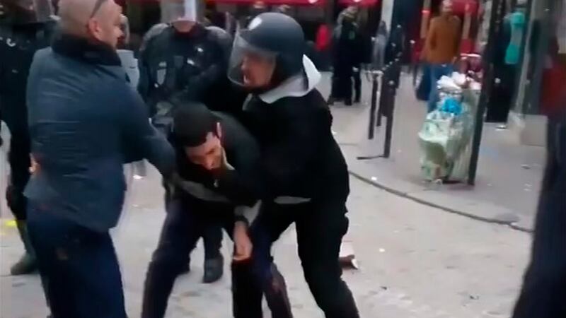 In a video posted on Facebook, Alexandre Benalla engaged physically with members of the public on the Place de la Contrescarpe in Paris in May.