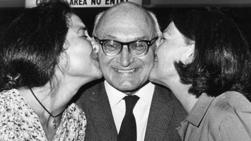 Danse, Morob: Olwen Fouéré and her mother, Marie-Magdeleine Mauger, greet the actor’s father, the Breton nationalist Yann Fouéré, at Dublin Airport in 1976. Photograph: Paddy Whelan