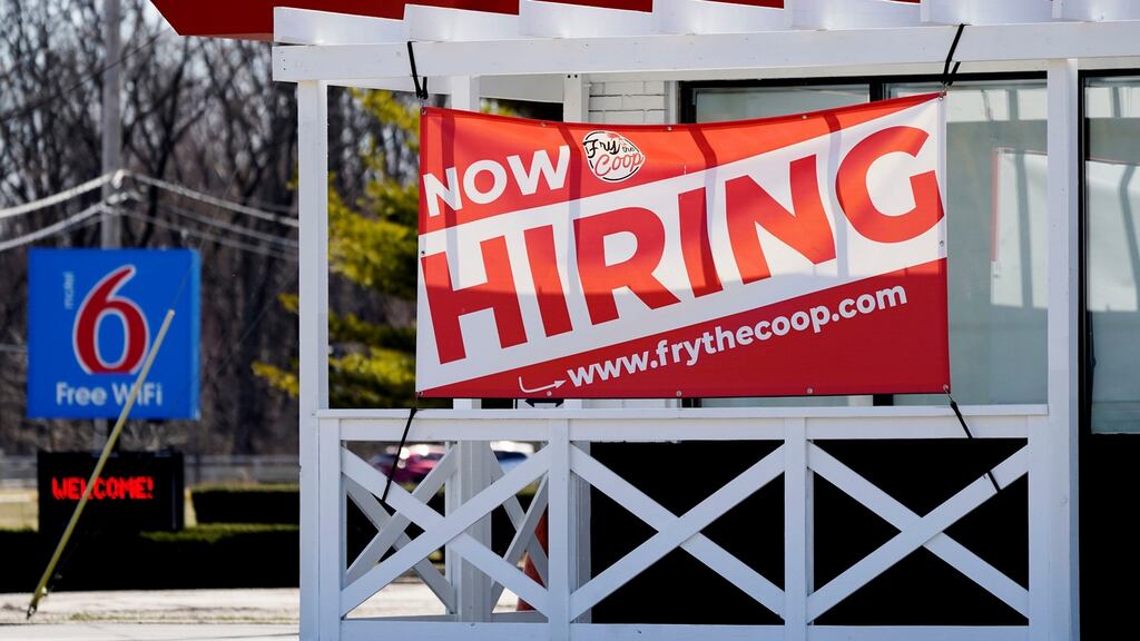 Now hiring: The number of Americans applying for unemployment benefits fell sharply last week. Photograph: Nam Y Huh/AP