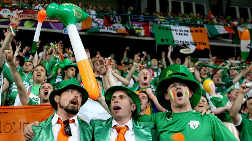 Ireland fans at the Euro 2012 game against Croatia in Poznan. Photograph: James Crombie/Inpho