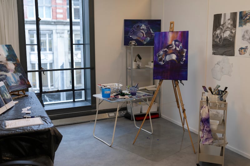 Painter Margaret Farrell’s new studio at Manfield Chambers, part of a program providing 22 new artist studios on O'Connell Street. This new scheme, from Visual Artists Ireland (VAI) and supported by Dublin City Council and Mel Sutcliffe’s Quanta Capital, creates much-needed workspace for practising visual artists in Dublin city centre and marking a significant investment in the city's creative infrastructure.
Photograph: Chris Maddaloni/The Irish Times