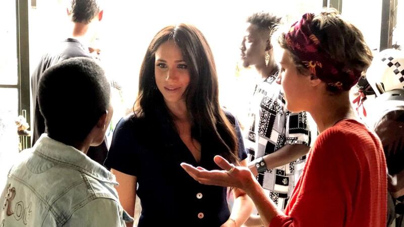 The Duchess of Sussex meets with local artists and community groups in Johannesburg’s Victoria Yards on September 30th. Photograph: Sussex Royal via Getty Images
