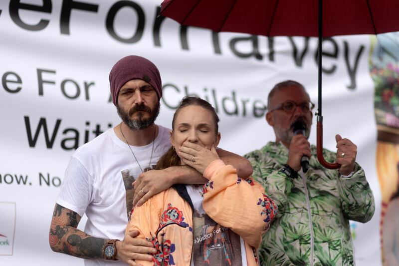 Stephen Morrison and Gillian Sherratt, Harvey's parents. Photograph: Chris Maddaloni