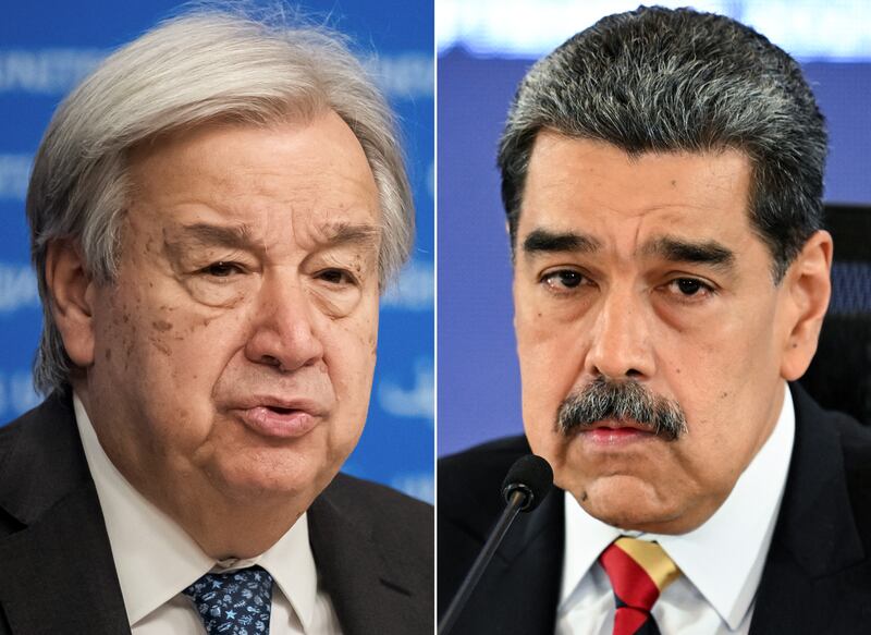 UN secretary general Antonio Guterres (left) and Venezuelan president Nicolás Maduro. Photograph: Fabrice Coffrini and Juan Barreto/AFP via Getty