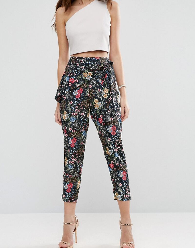 Black Floral Tie Waist Trousers, €37.33 from Asos