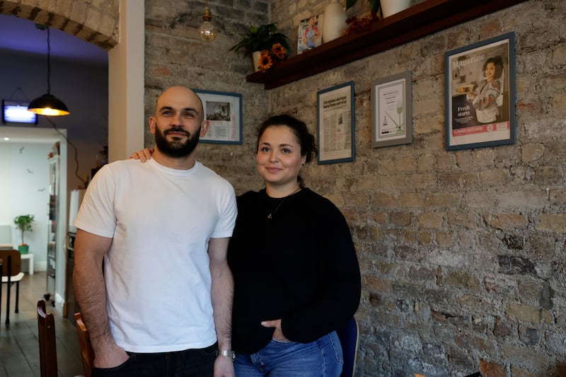 Mykola Kuleshov and Viktoriia Horbonos. Photograph: Nick Bradshaw