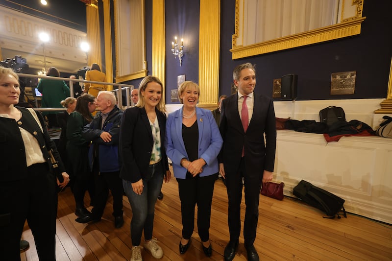 From left: Fine Gael's Helen McEntee, Heather Humphreys and Simon Harris. Photograph: Alan Betson/The Irish Times