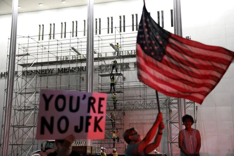 The addition of Donald Trump’s name to the Kennedy Center sparked upset among many. Photograph: AP