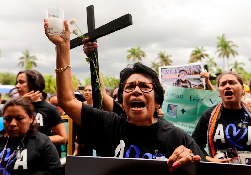 Opposition: members of the Mothers of April association at a Mass in May this year for children killed during protests against Daniel Ortega's government. Photograph: Inti Ocon/AFP/Getty