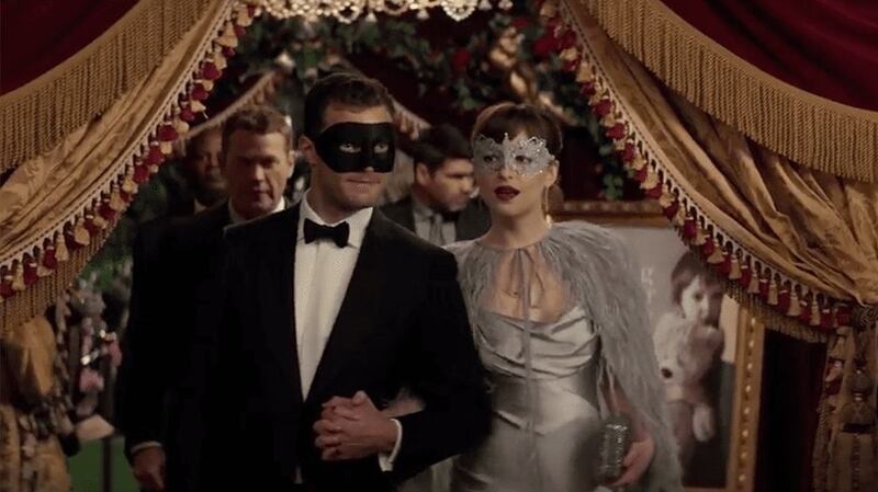 Jamie Dornan as Christian Grey and Dakota Johnson as Ana Steele in the film version of Fifty Shades Darker