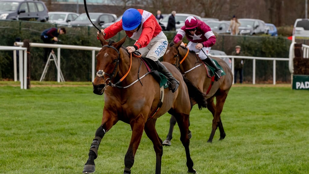 Rachael Blackmore onboard Envoi Allen comes home to win the Paddy Power steeplechase at Leopardstown. Photo: Morgan Treacy/Inpho