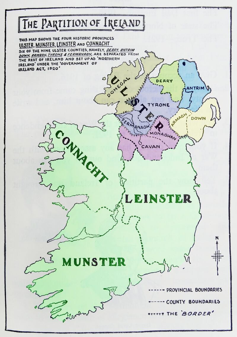 Map of the partition of Ireland; the division of the island of Ireland into two distinct territories; Northern Ireland and Southern Ireland in 1921 Photograph: Universal History Archive/UIG via Getty