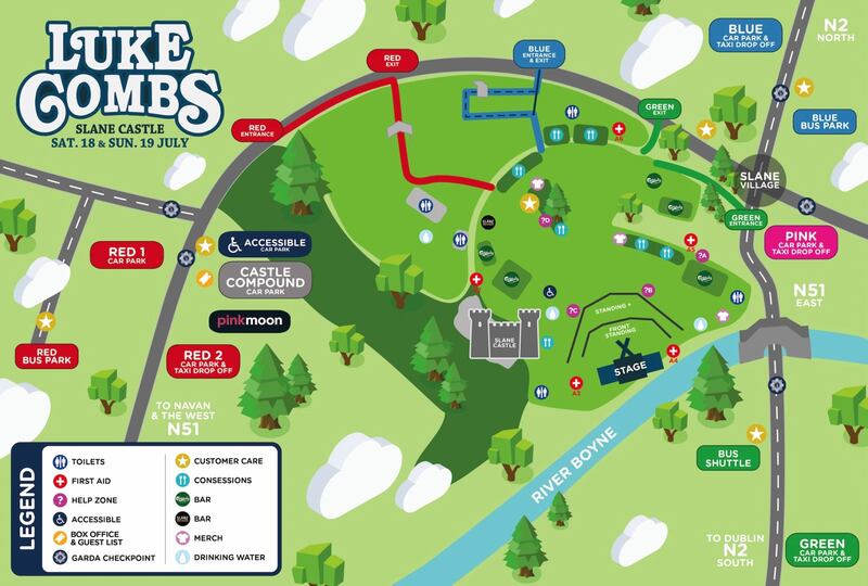 Site map for Luke Combs at Slane Castle