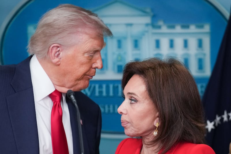 US president Donald Trump pictured with attorney general for the District of Columbia Jeanine Pirro. Photograph: Andrew Harnik/Getty Images