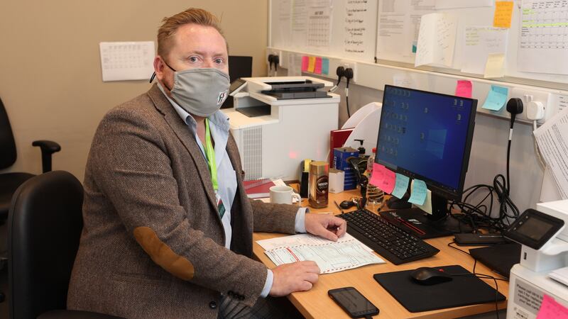 Jack Corr, manager of the Croke Park vaccination centre:  ‘needles in arms, that’s what we want’. he says. Photograph: Dara Mac Dónaill