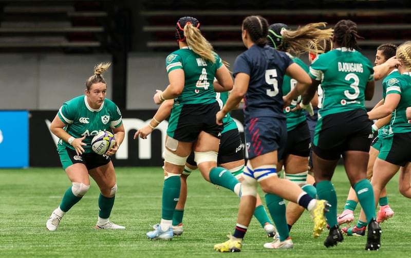 Ireland's Nicole Fowley during the WXV 1 game against the USA in BC Place, Vancouver. Photograph: Travis Prior/Inpho