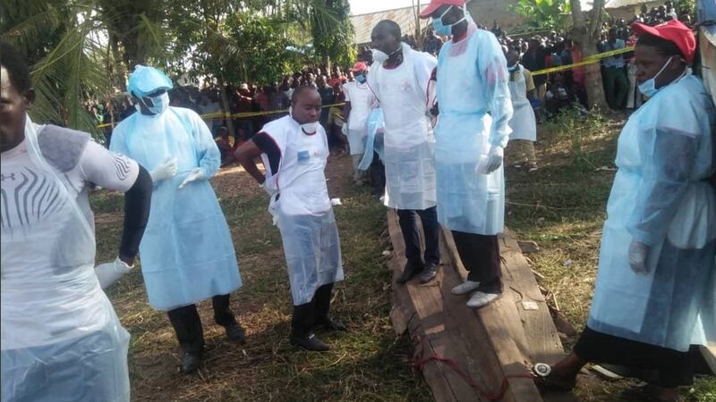 Red Cross volunteers during a rescue operation near Lake Victoria in  Tanzania. Photograph:  Tanzania Red Cross