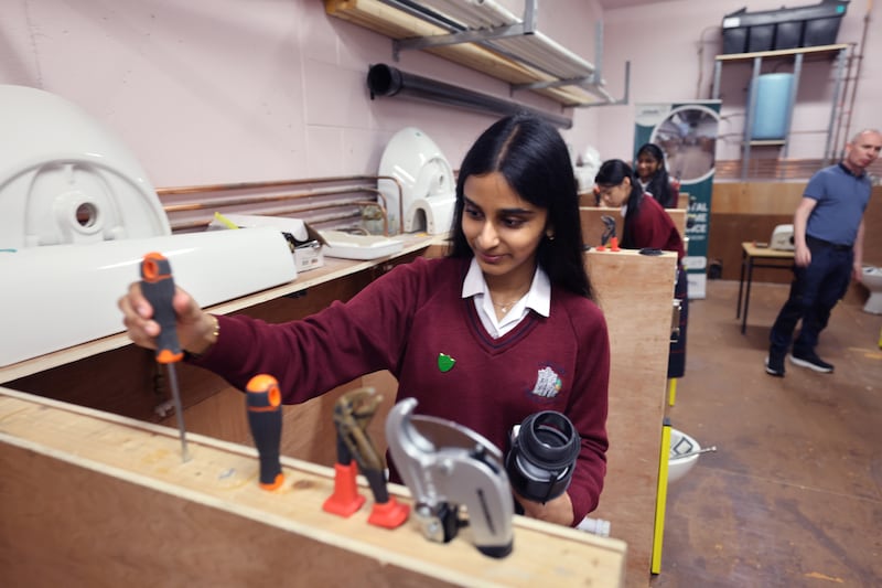 Christina Shaju, a student at Adamstown Community College. Photograph: Dara Mac Dónaill





