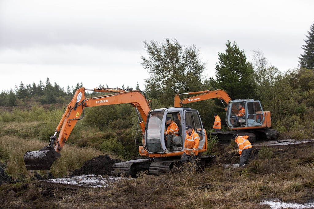 Excavators at Bragan bog near Emyvale in Co Monaghan, pictured on October 3rd, as the search for Columba McVeigh began. It has now been paused for winter. Photograph: Liam McBurney/PA