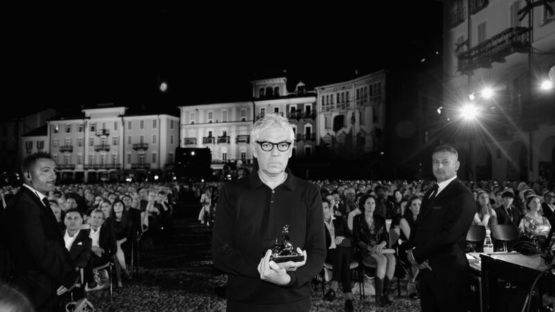 Director Pedro Costa with the Golden Leopard for International Competition at Piazza Grande during the 72nd Locarno Film Festival in Switzerland. Photograph: Pier Marco Tacca/Getty Images