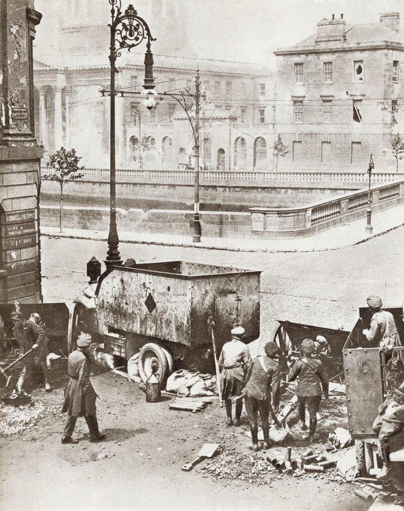 A scene at the Four Courts  during the battle for their possession at the start of the Irish Civil War in 1922. Photograph: Universal History Archive/UIG via Getty Images