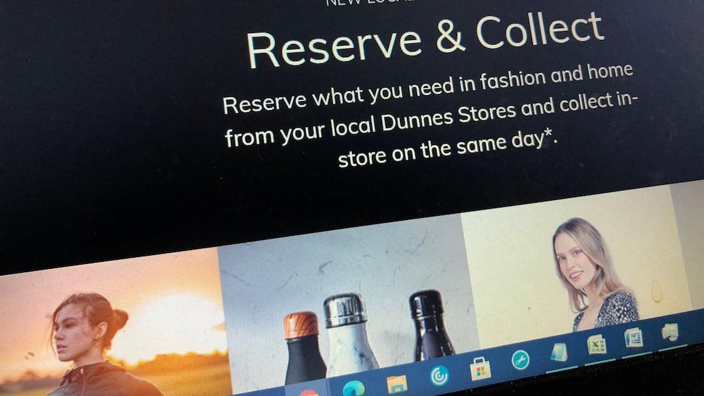 A screengrab of the ‘reserve-and-collect’ service Dunnes Stores was offering on its website.