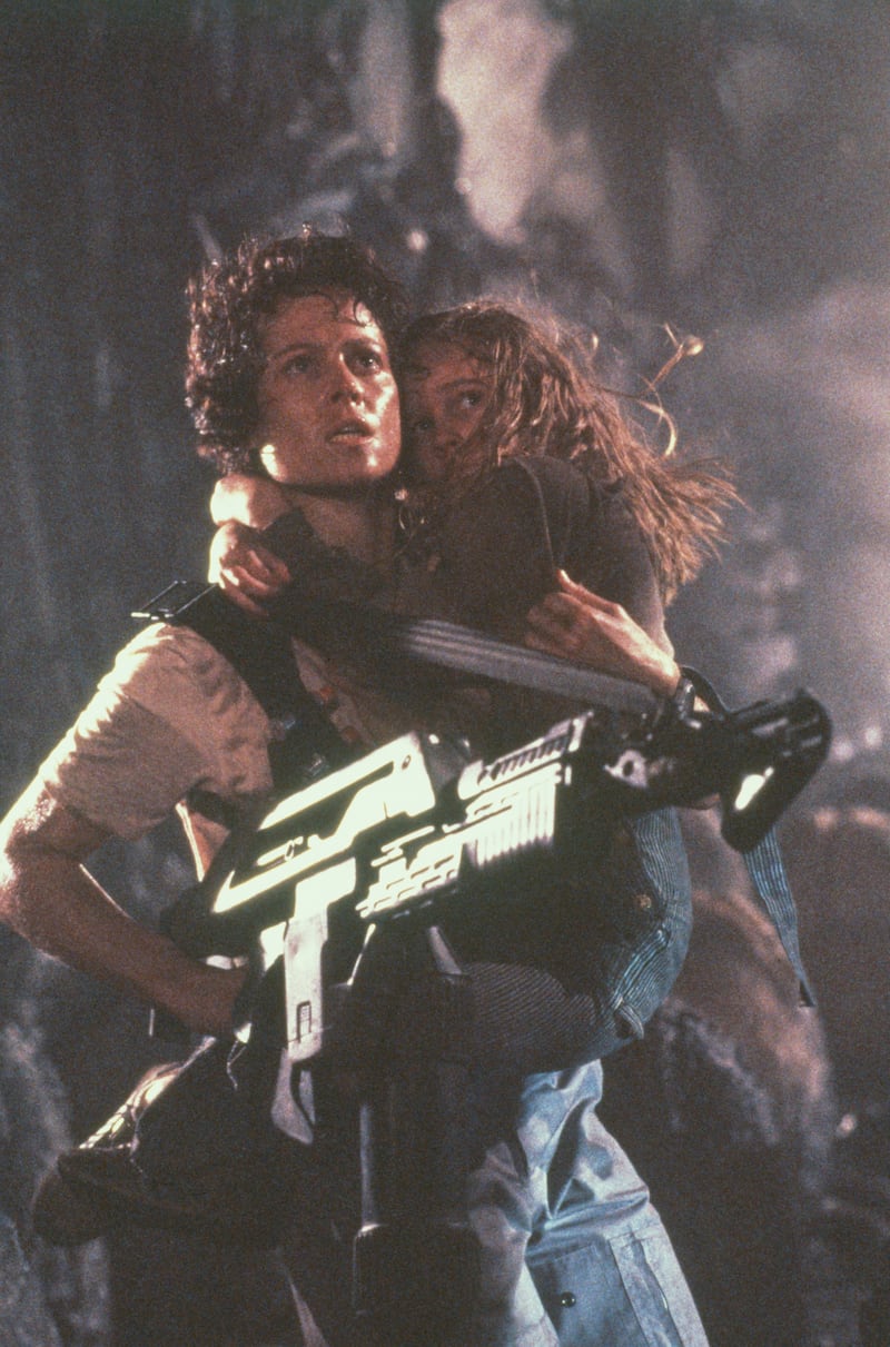 Sigourney Weaver and Carrie Henn on the set of Aliens, directed by James Cameron. Photograph: Bob Penn/Sygma/Sygma via Getty