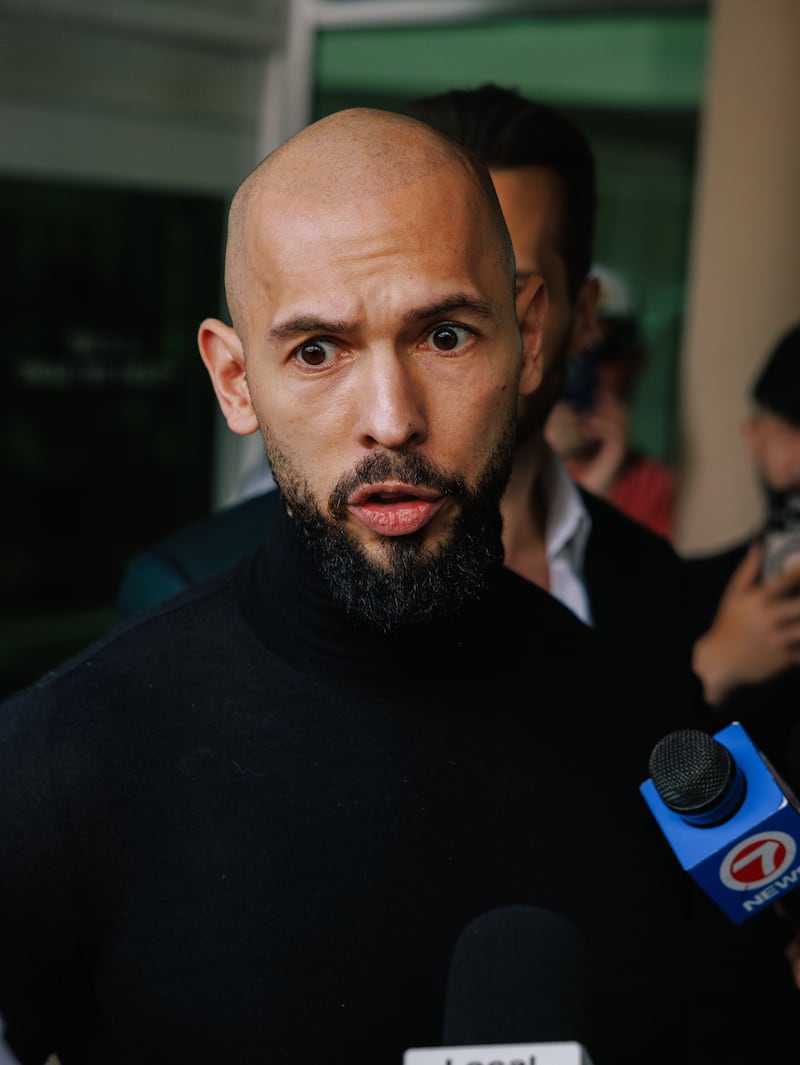 Andrew Tate after arriving at Fort Lauderdale-Hollywood International Airport in Florida last February. Photograph: James Jackman/The New York Times