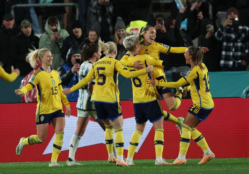 Elin Rubensson of Sweden celebrates during last year's World Cup. Photograph: How Hwee Young/EPA