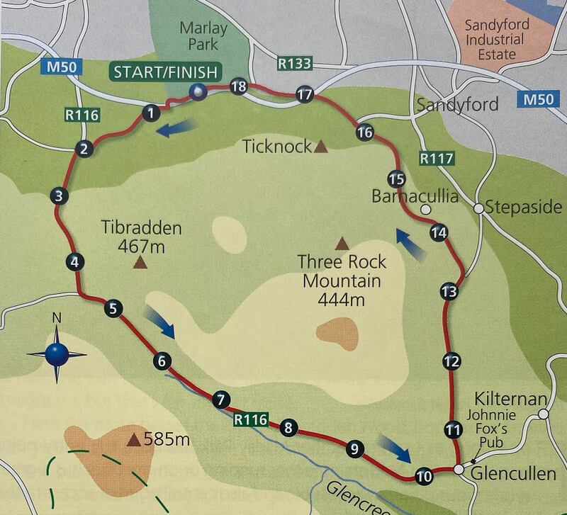 Getting to Marlay Park in Rathfarnham from the city centre, or wherever you are based, is up to you. And then this is the loop from there.