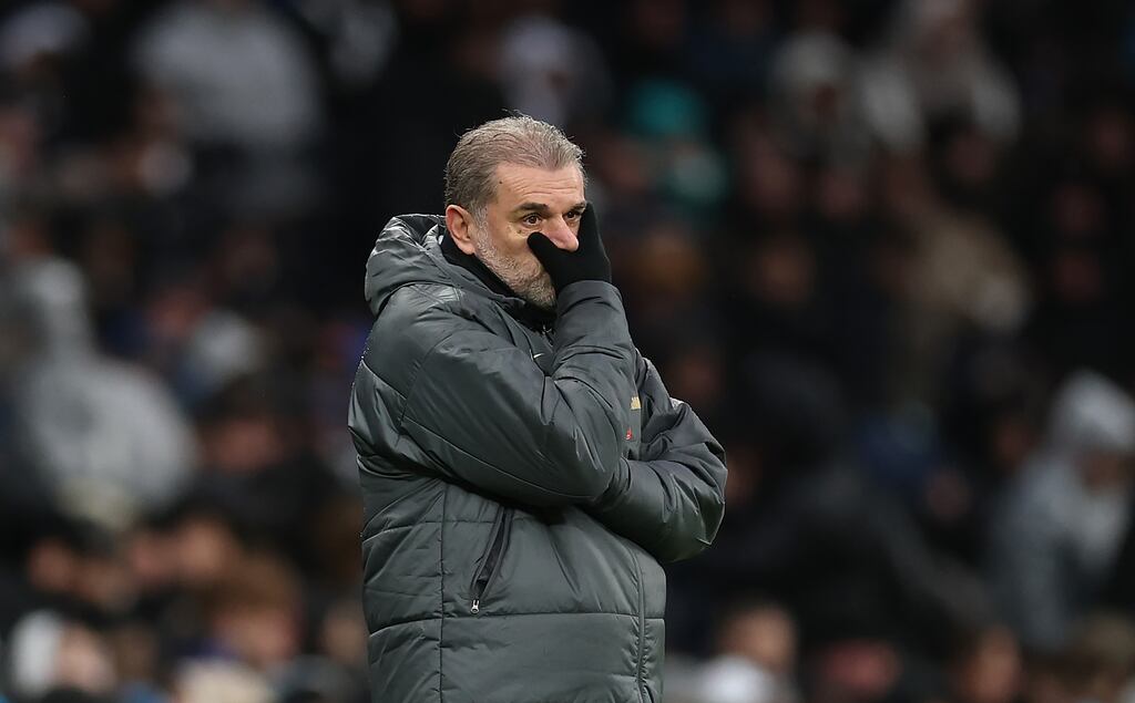 Spurs manager Ange Postecoglou during his side's Premier League match against Leicester on Sunday. Photograph: Julian Finney/Getty Images